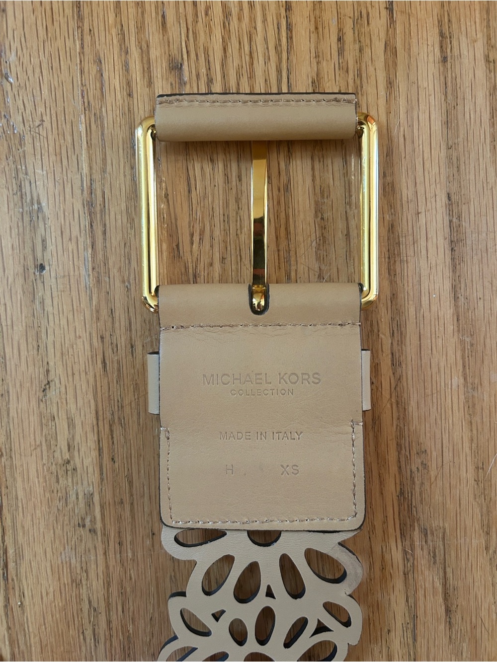 Michael Kors Collection Floral Cutout Leather Belt (Made in Italy) - Picture 2 of 2